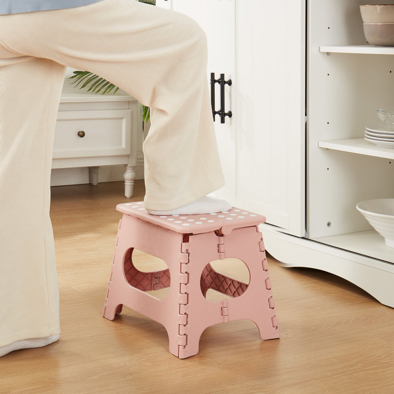 Hachiro 27 cm Folding Step Stool, Non-Slip Surface Portabl Foldable Stool with Carry Handle, Heavy Duty to Support for Living Room, Kitchen, Bathroom