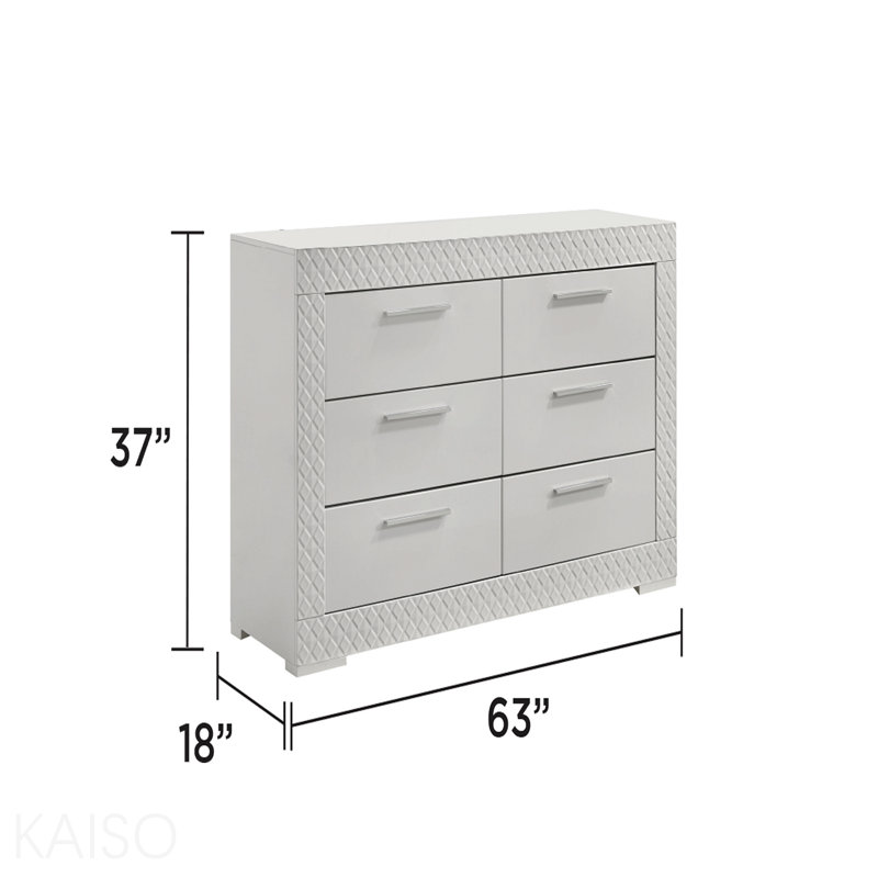 Commode à 6 tiroirs de style moderne en bois blanc