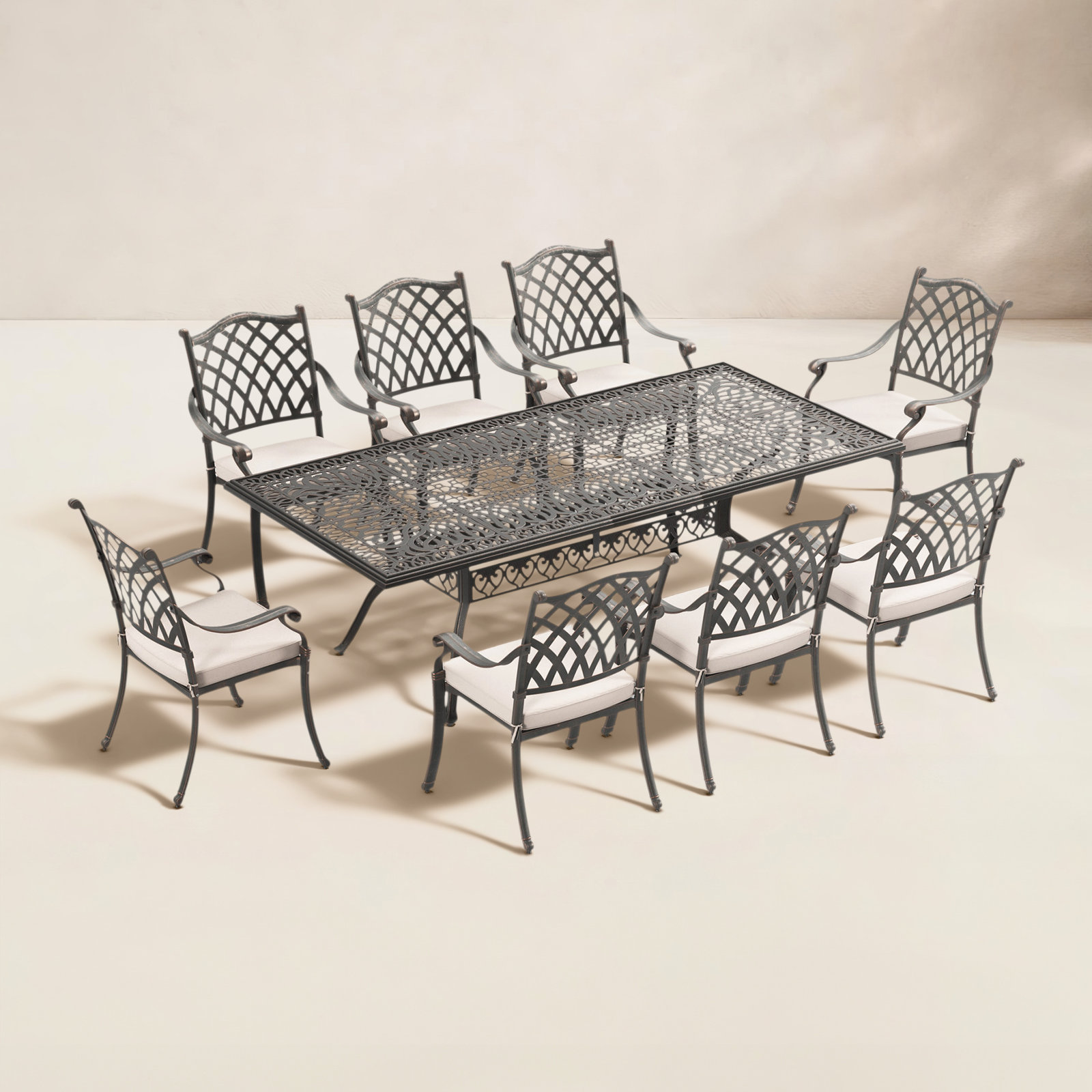 Amechi 86" Patio Dining Set, Beige