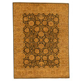 Hand Knotted Wool Area Rug in Black And Cream