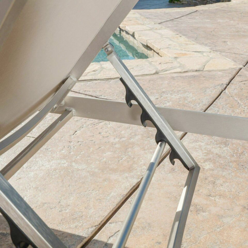 Comfortable And Versatile Mesh Chaise Lounge For Relaxing Outdoors, Silver/Gray