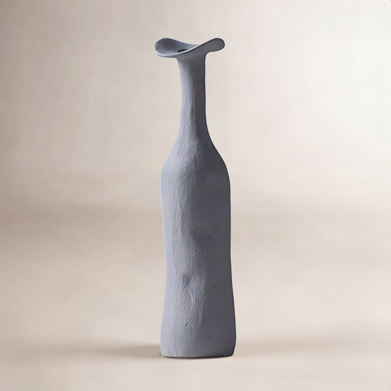 Paso Handmade Ceramic Table Vase, Blue, 13.4" H x 3.4" W x 3.4" D