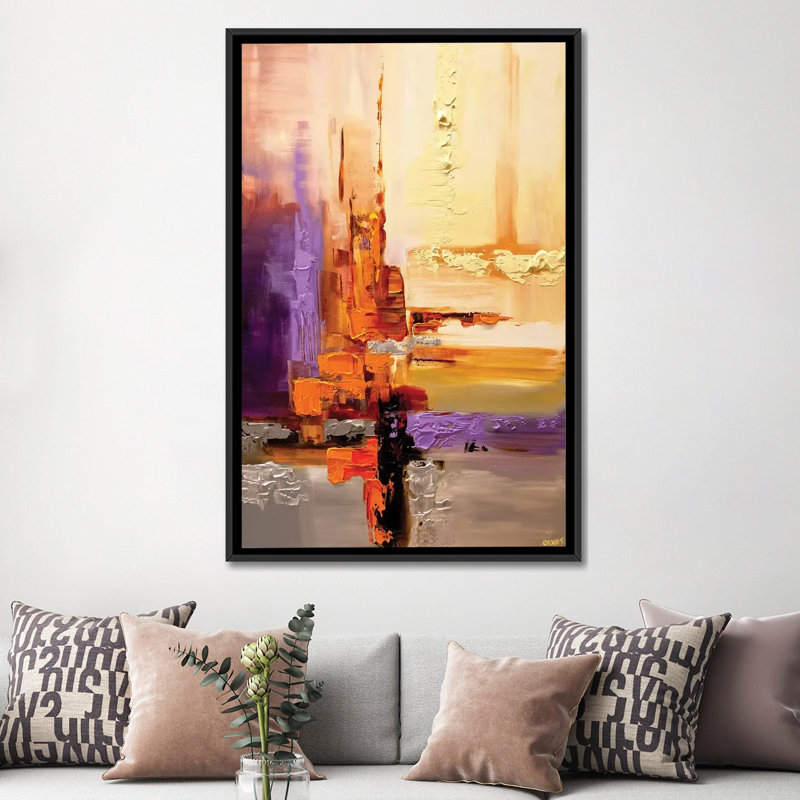 Swiger " Orange Theory " by Osnat Tzadok, 26" H x 18" W x 1.5" D, Black Framed Canvas, No Mat