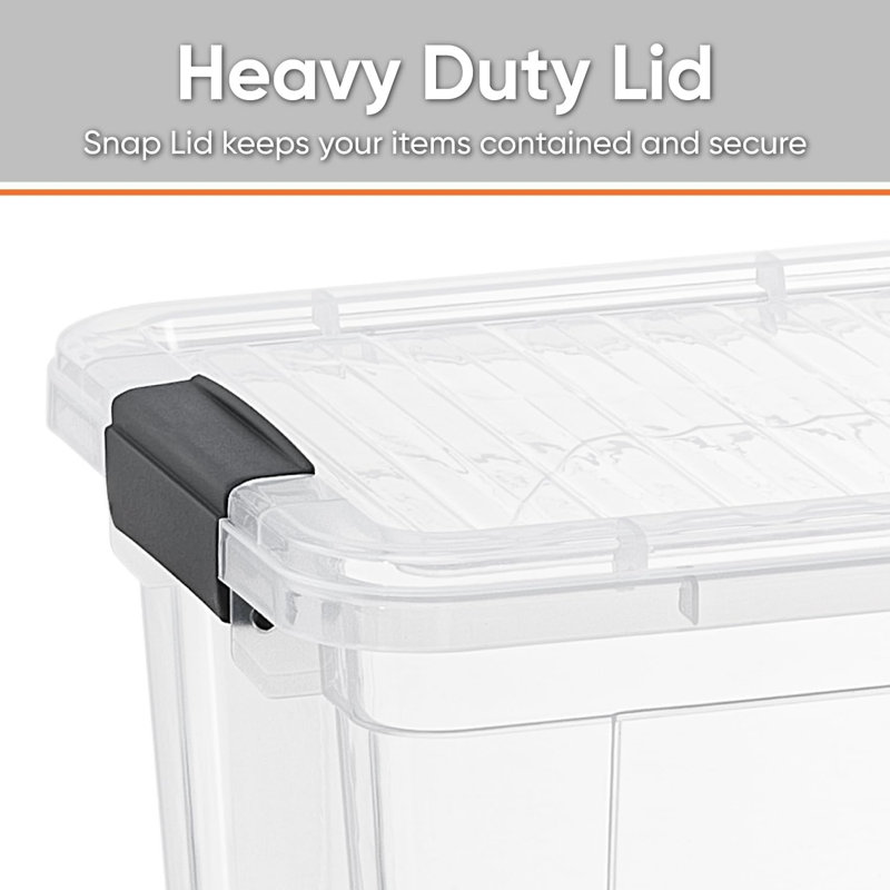 Latitude Run® Clear Storage Bins with Lids, 4 Pack- Plastic Storage Boxes for Home- 2.5 Quart, 4,75 pte