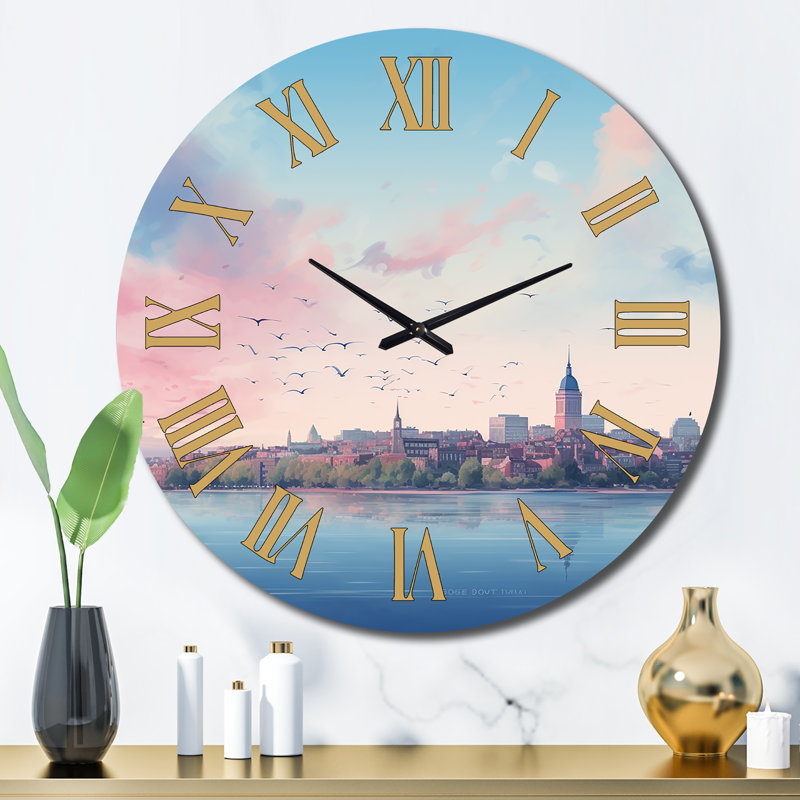 Horloge murale Boston City Skyline, Grand