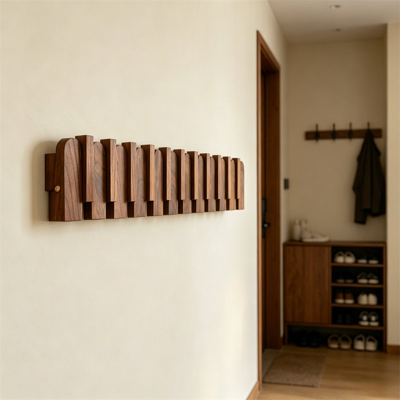 Crochets muraux, clés de piano en bois massif, crochets muraux - Idéal pour les entrées, les halls d'entrée et les couloirs