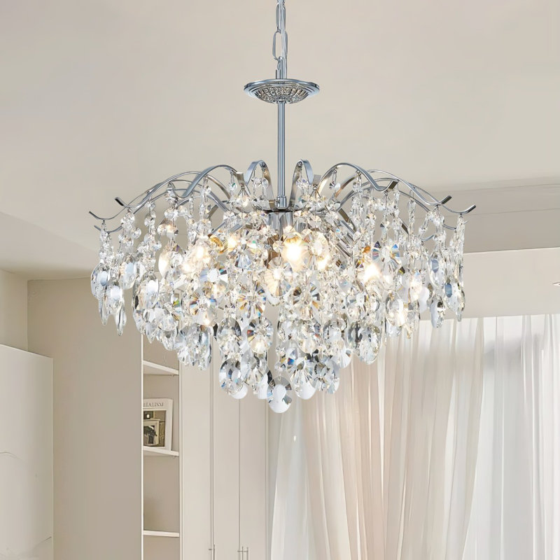 Décoration de chambre de style lustre en cristal de style américain argenté 20 pouces