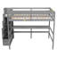 Lit mezzanine double NordWood avec bureau, tablettes de rangement et escalier