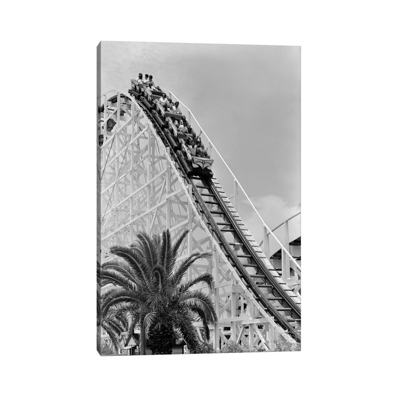 1960S Young People Riding Wooden Roller Coaster by Vintage Images - Wrapped Canvas Gallery-Wrapped Canvas Giclée