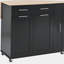 Îlot de cuisine avec plateau de table pliable, chariot de rangement de cuisine avec organisateurs de tiroir à 3 niveaux, tablettes de rangement internes, chariot de cuisine roulant avec porte-serviettes, noir-1805998928
