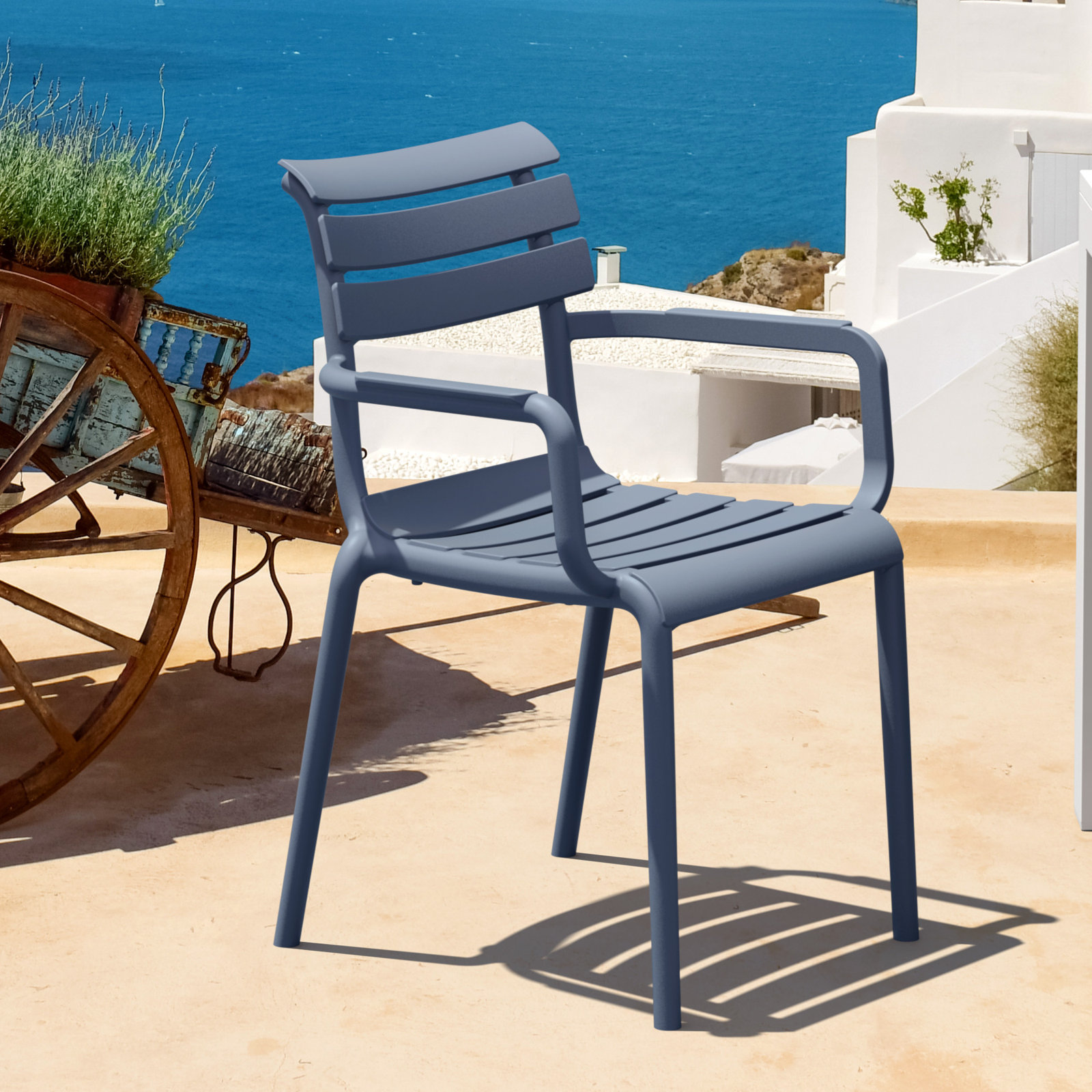 Aragons Stackable Patio Armchair, Dark Gray