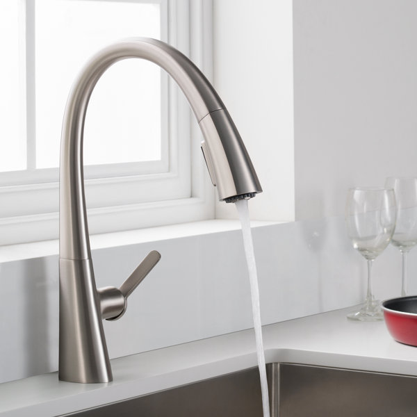 Kraus Nolen™ Pull Down Single Handle Kitchen Faucet & Reviews | Wayfair Nolen™ Pull Down Single Handle Kitchen Faucet