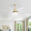 Ventilateur de plafond à télécommande en or, 66 po, avec flux d'air saisonnier, moteur à courant continu, éclairage DEL