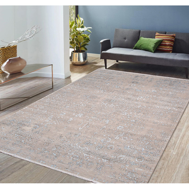 Transitional Silver/Aqua Area Rug
