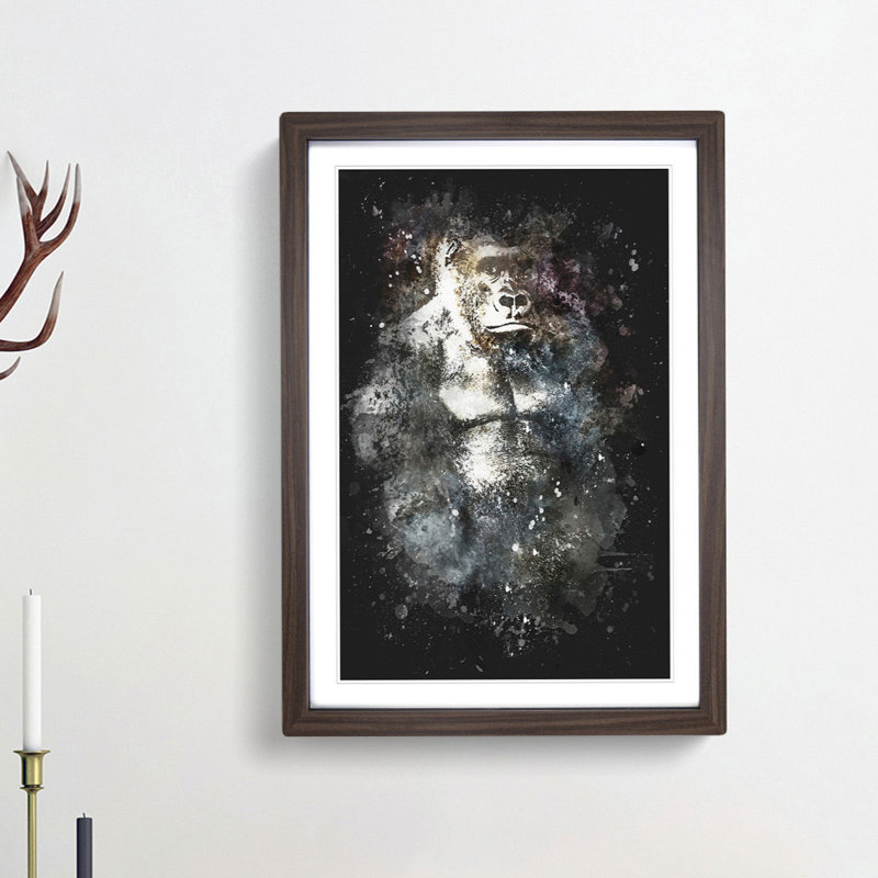 The Silverback Gorilla - Framed Print, Walnut Framed, 63cm H x 45cm W x 2cm D