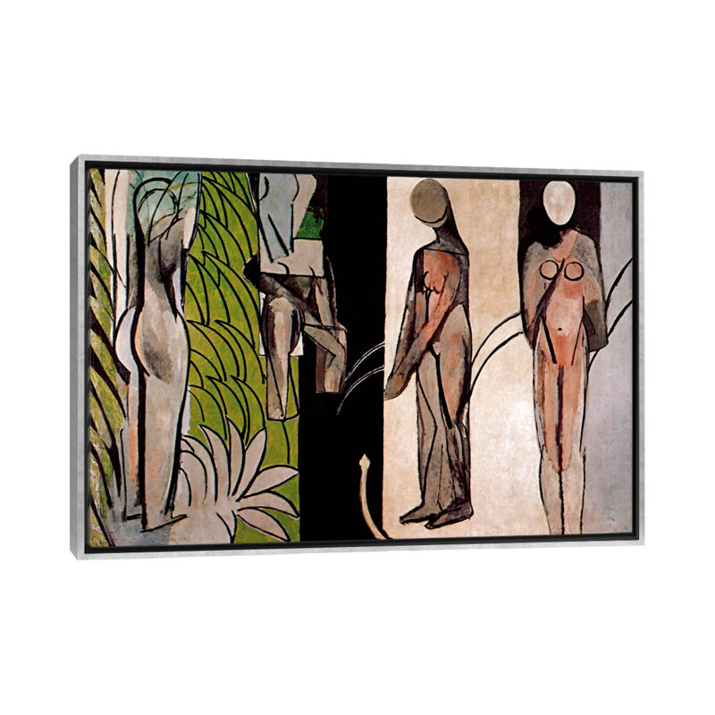 «Bathers by a River» par Henri Matisse - reproduction, H 18 po x l 26 po x P 1,5 po, Toile avec cadre argenté