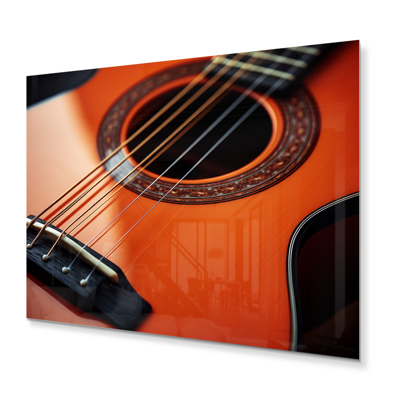 «Beautiful Orange Guitare I» sur métal, H 30 po x l 40 po x P 1,5 po