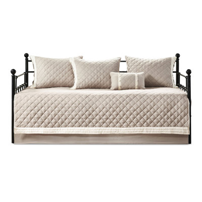 6 Piece Cotton Daybed Ensemble Khaki - Mesmerizing, Twin Mattress Fit, Diamond Quilting, Padding, Machine Washable 6 Bedding Alluring, Inner,