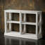 Console 47 po en bois d'acacia massif - Canapé d'entrée à 3 niveaux avec découpes à commande numérique - finition blanc pur
