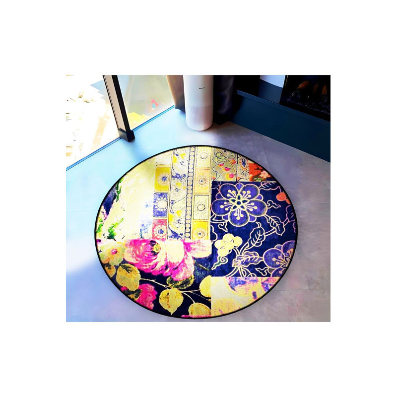 Tapis rond lavable à la machine, Sous-tapis rond 3 pi 3 po inclus
