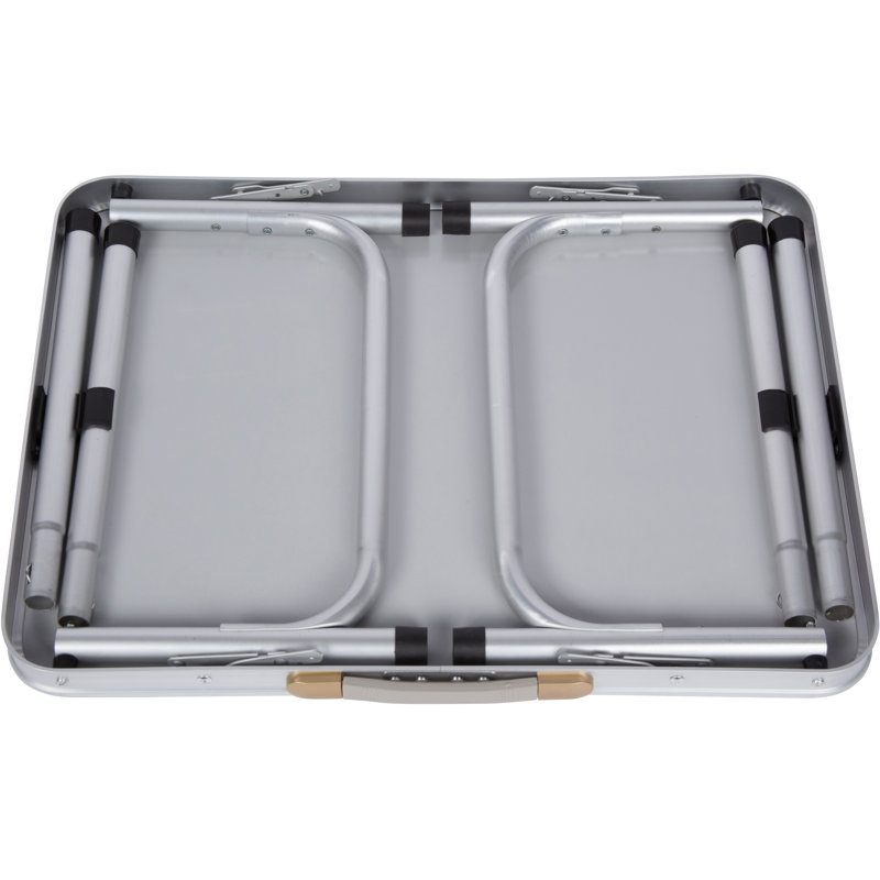 White Aluminum Portable Folding Camp Table with Carry Handle