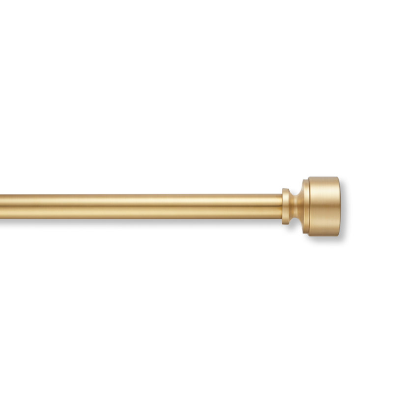 Gold Adjustable Steel Curtain Rod Set with Doorknob Finials