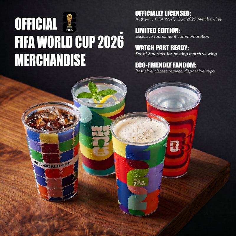 Ensemble de 8 gobelets en plastique pour soccer de la Fifa - 24 oz