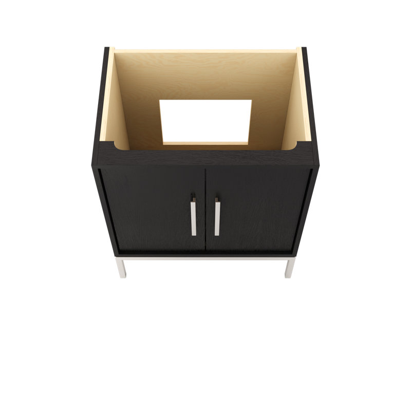 Rift White Oak Single Bath Vanity, 30", Classic Black, Polished Chrome