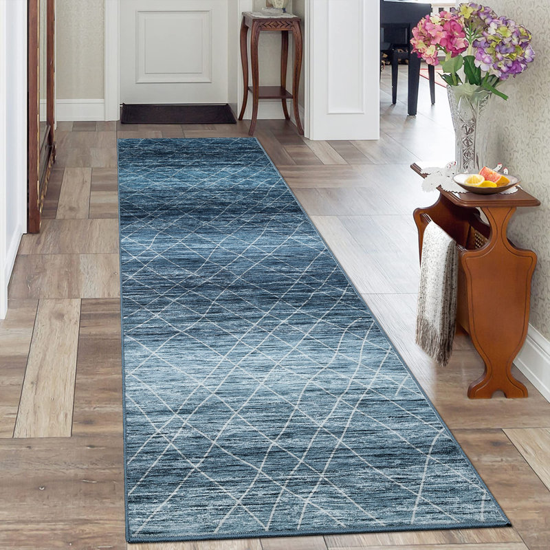 Tapis lavable à la machine Boho avec envers en caoutchouc pour le salon Tapis antidérapant géométrique