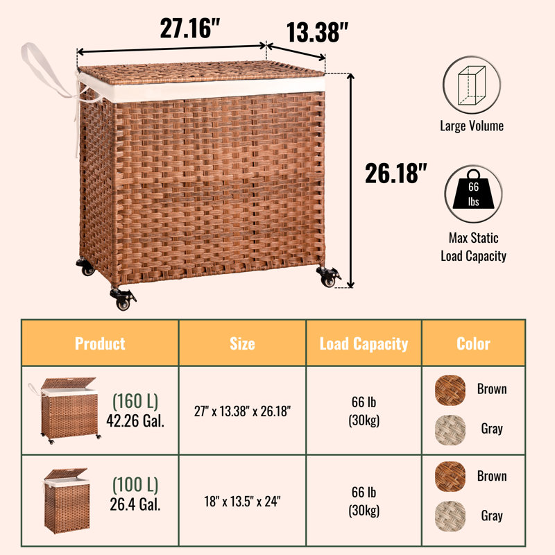 Panier à linge avec couvercle, Brun