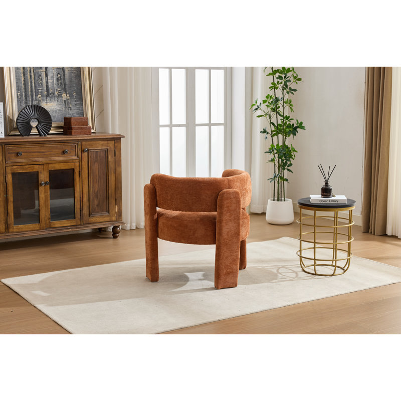 Fauteuil rembourré avec pieds robustes, Orange