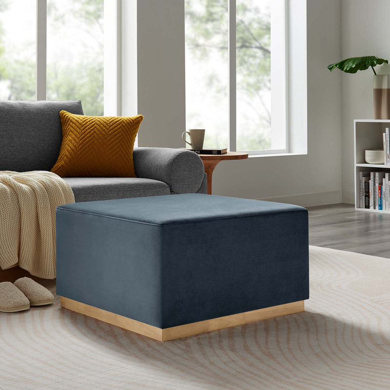 Repose-pieds rembourré Modway Tilden, Velours bleu cadet