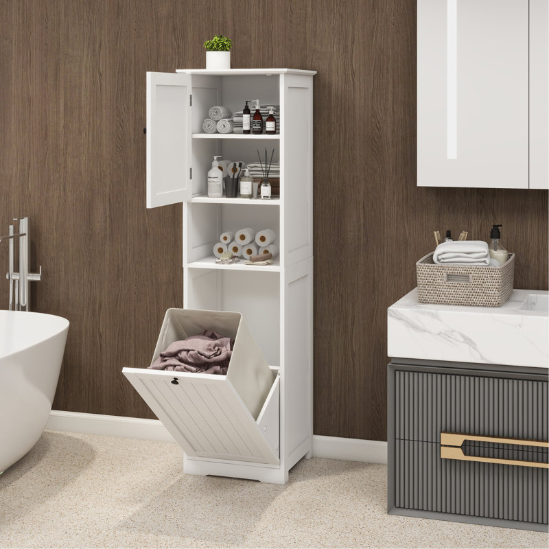 Armoire de trieur de linge inclinable à un compartiment et une porte - Blanc