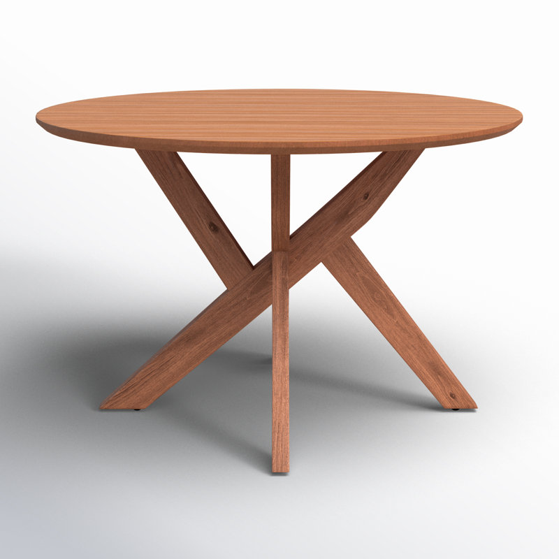 Anniqua Round Solid Wood Dining Table, Walnut