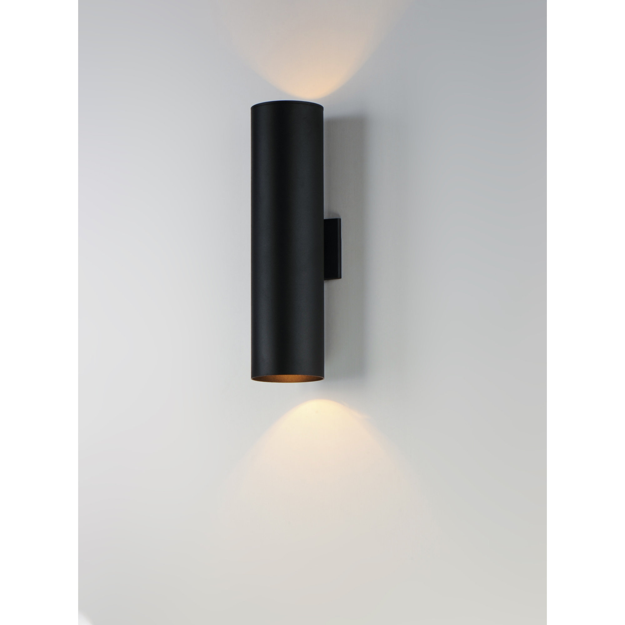 Barbara Single Light Cylinder Outdoor Aluminum Wall Light, 22" H x 5" W x 6.25" D, Black