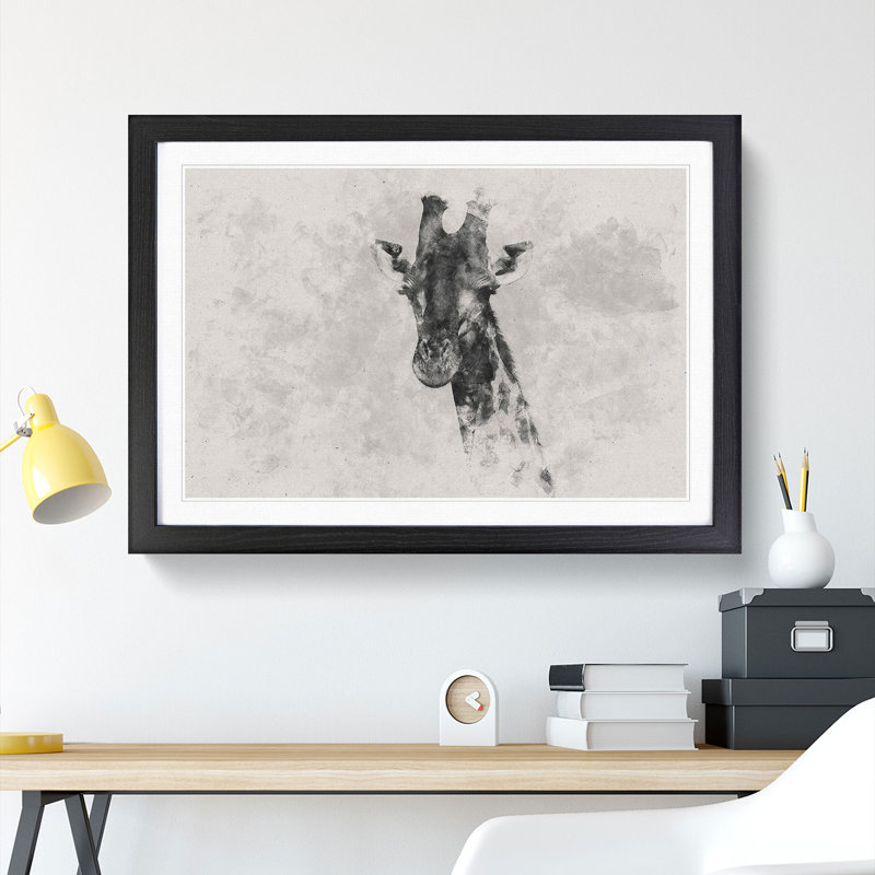 Giraffe Vol.3 - Picture Frame Painting, Black Framed, 27cm H x 36cm W x 2cm D