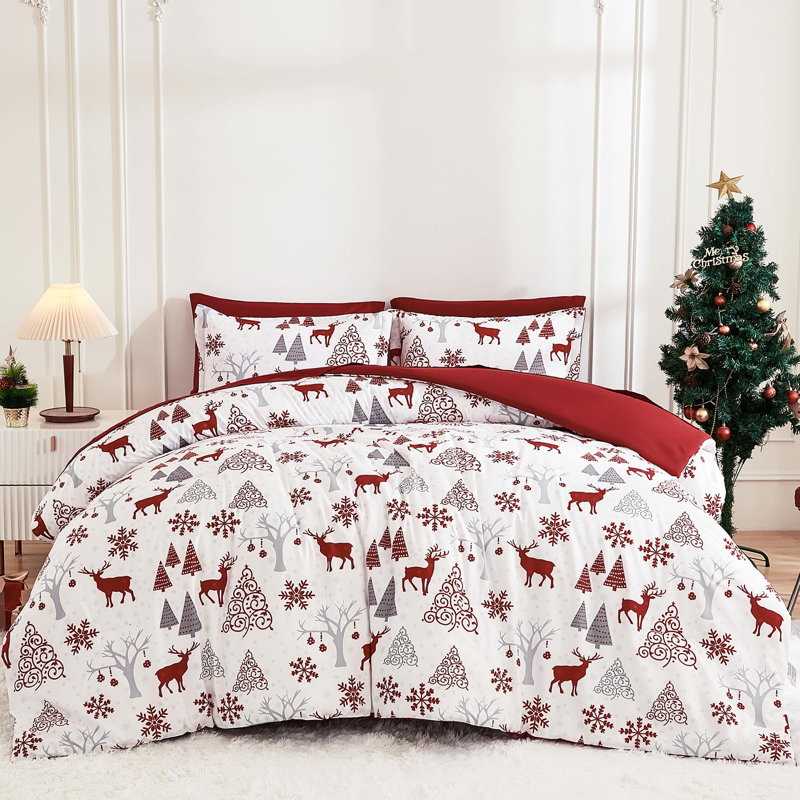 Christmas Reindeer and Christmas Tree 7-Piece Comforter Set, King