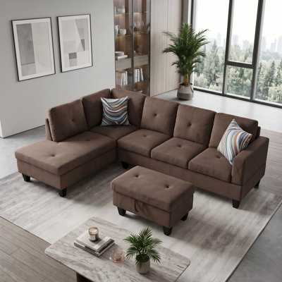 Canapé modulaire rembourré réversible avec repose-pieds