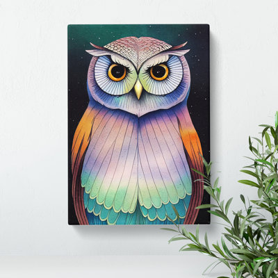 Watercolour Owl No.5 Abstract - Wrapped Canvas