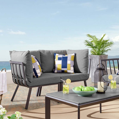 Ensemble de canapé modulaire d'extérieur en aluminium 2 pièces Riverside par Modway
