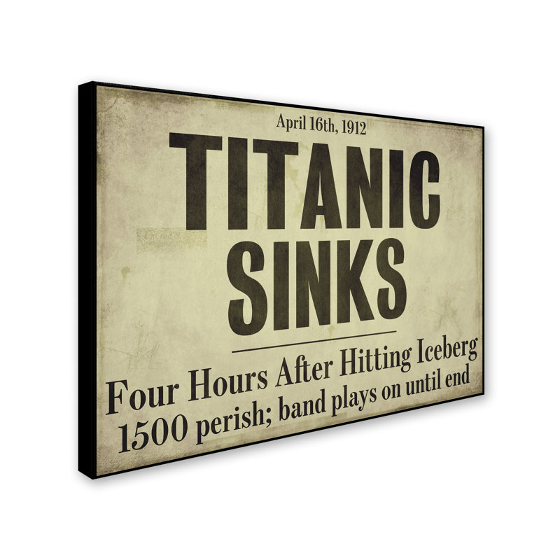 «Titanic» par Jadaya, art textuel sur toile tendue, H 18 po x l 24 po x P 2 po