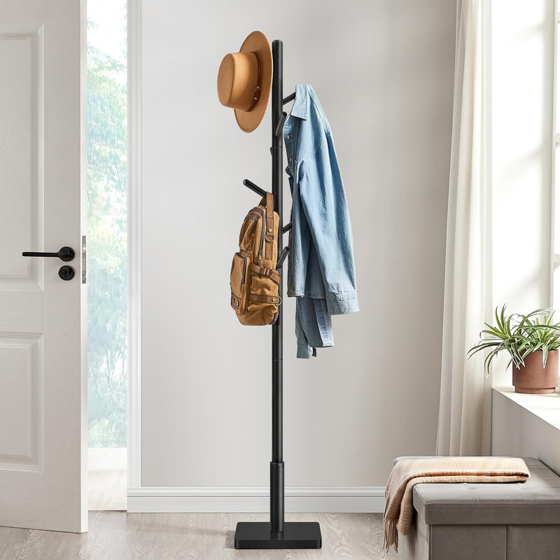 Rubber Freestanding 8 - Hook Coat Rack, Ink Black