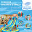 Jeu gonflable pour enfants avec parc aquatique gonflable - glissade double, tapis de jeu long, pataugeoire, Oxford durable, puissant ventilateur - thème hexagonal de dragon, norme américaine