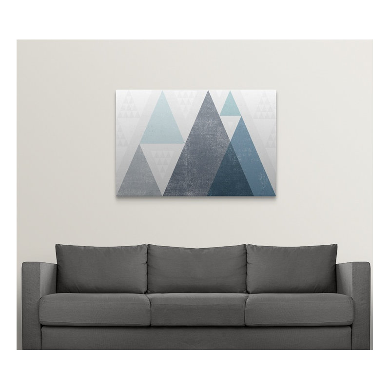 «Brodin Mod Triangles I Blue» par Michael Mullan, impression, H 24 po x l 36 po x P 1,5 po, Toile