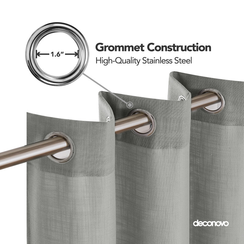 Gray Sheer Polyester Grommet Window Panels, 52" x 84"