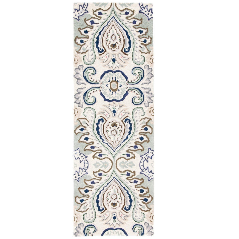 Haryan Hand Tufted Wool Ikat Rug, Runner 2'3" x 7'
