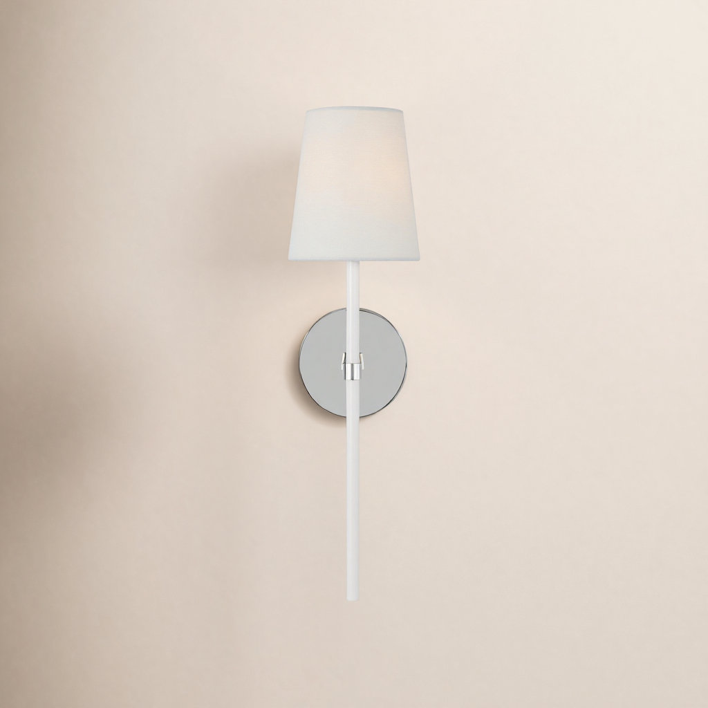 Single Light Dimmable Armed Sconce, Polished Nickel