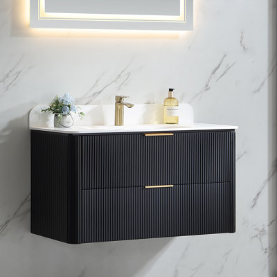 Wall-Mounted Floating Bathroom Vanity with Acrylic Top