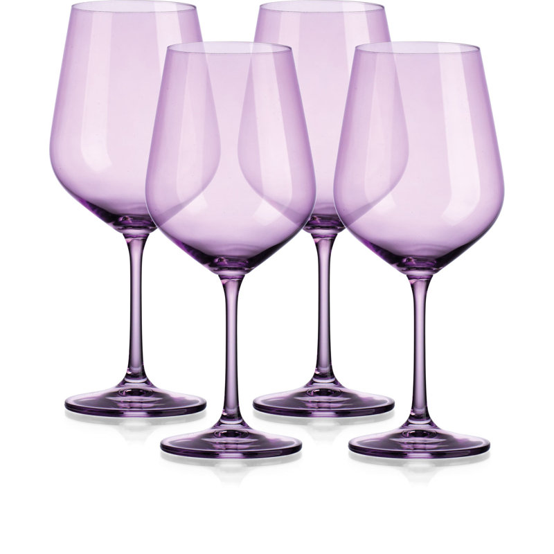 Ensemble de quatre grands verres à vin translucides, Mauve