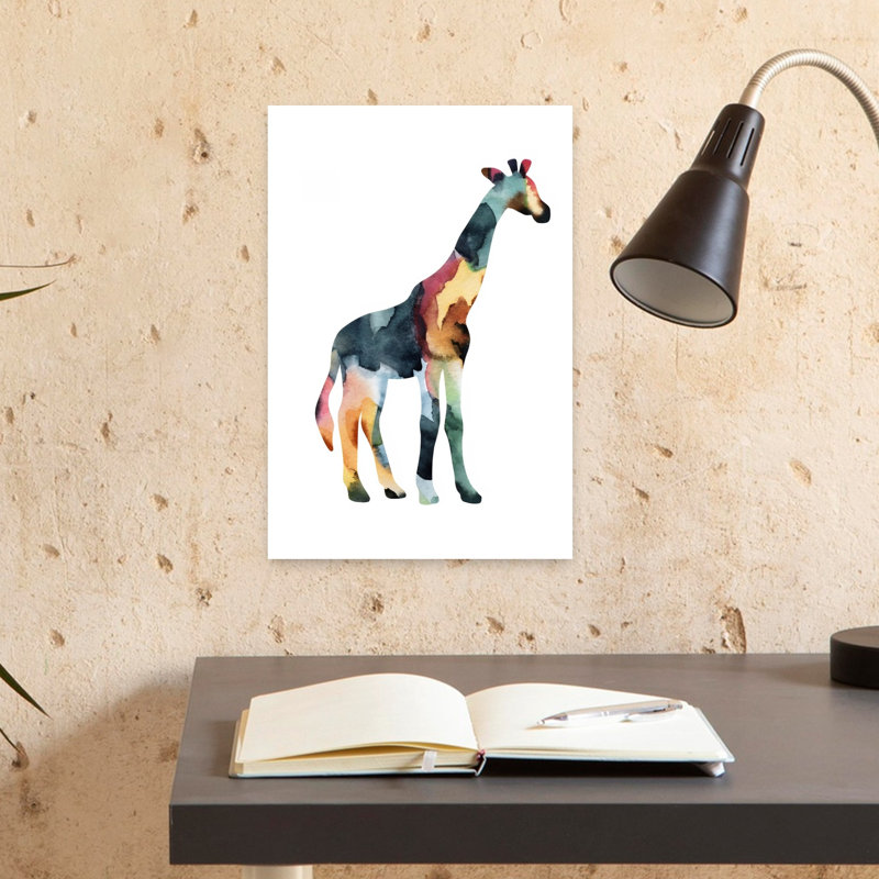 Girafe, art mural contemporain abstrait, 18" H x 12" W